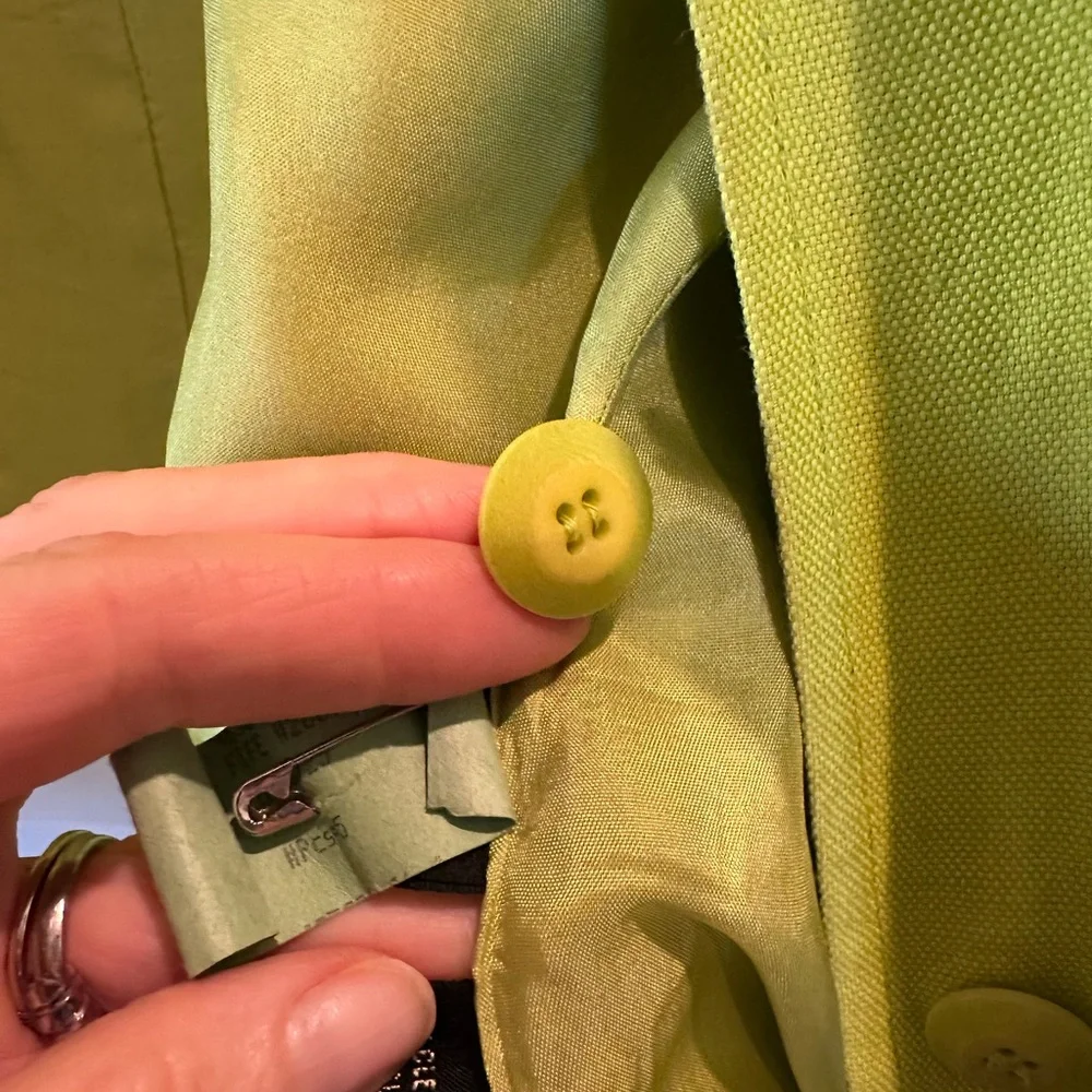Dana Buchman Like New Neiman Marcus Linen Citron Yellow Green Women's Jacket VTG - Picture 11 of 13